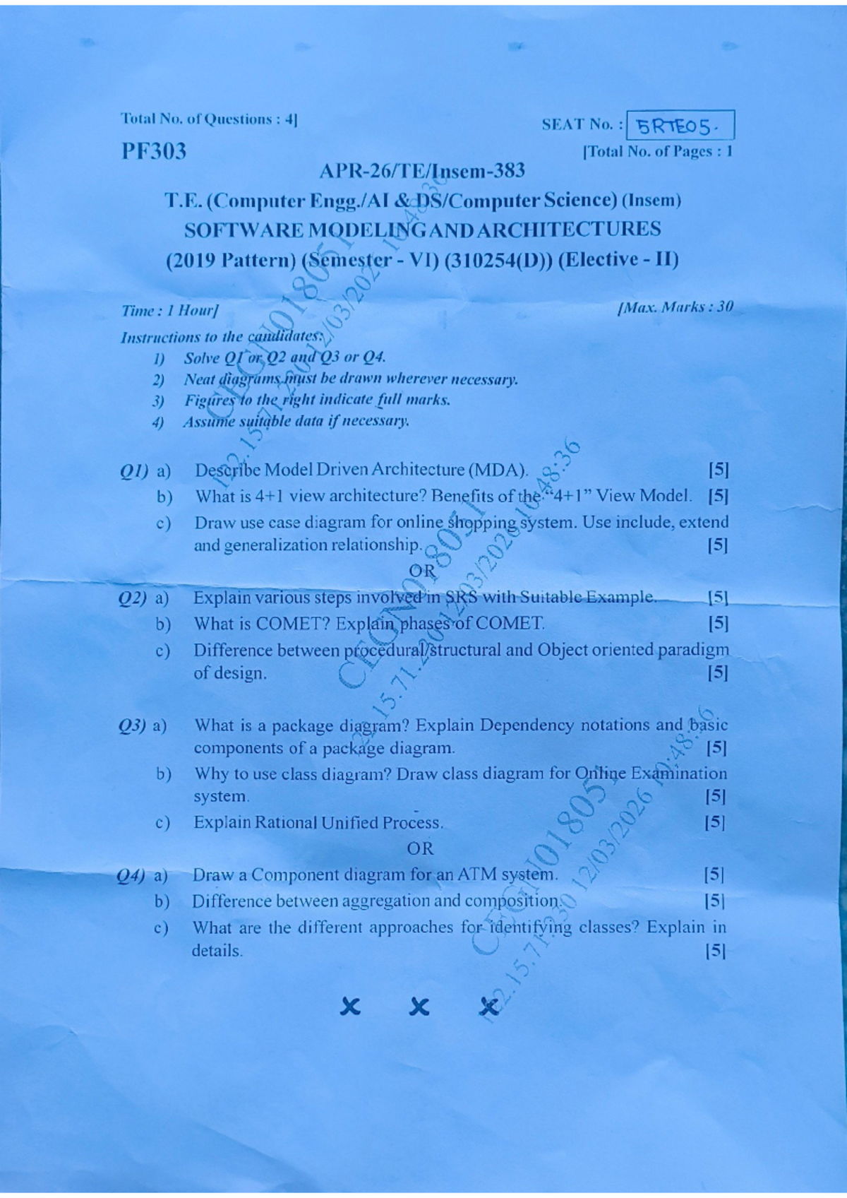 SMA PF303 Insem Exam: Software Engineering & Architectures Notes - Studocu