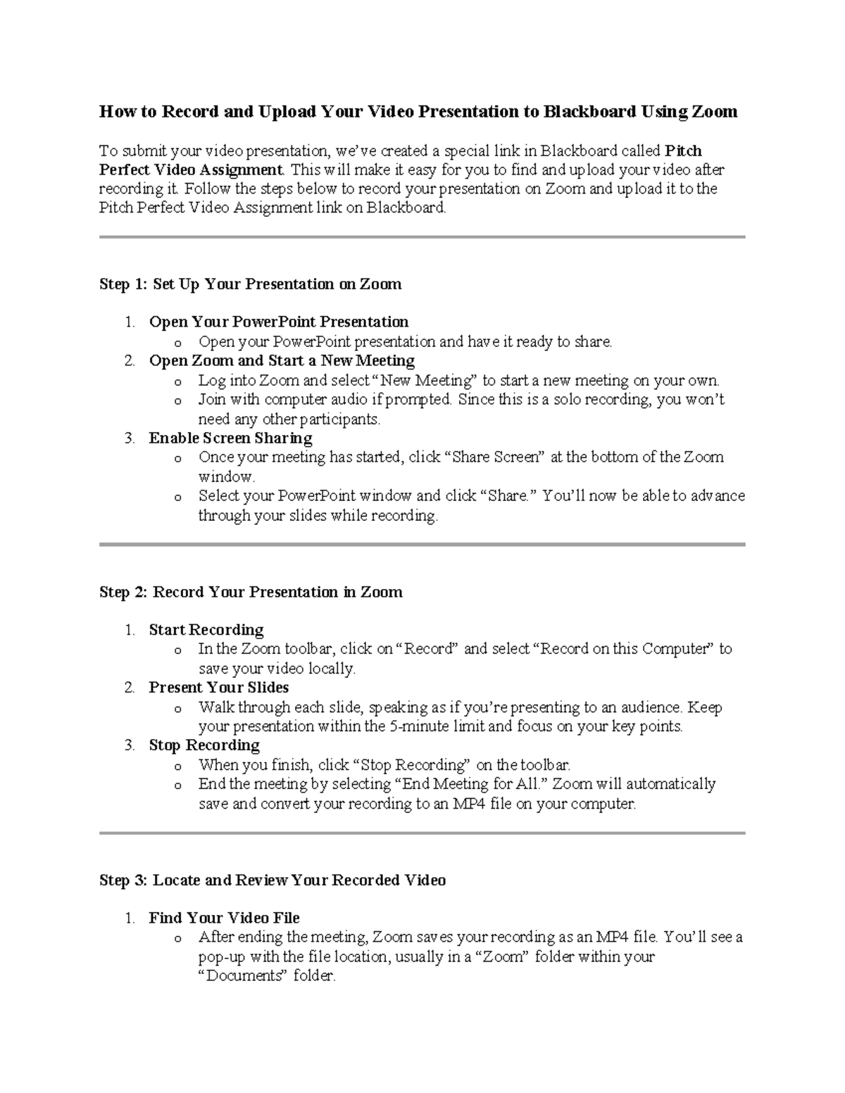 Recording & Uploading Video Presentations to Blackboard (Pitch Perfect ...