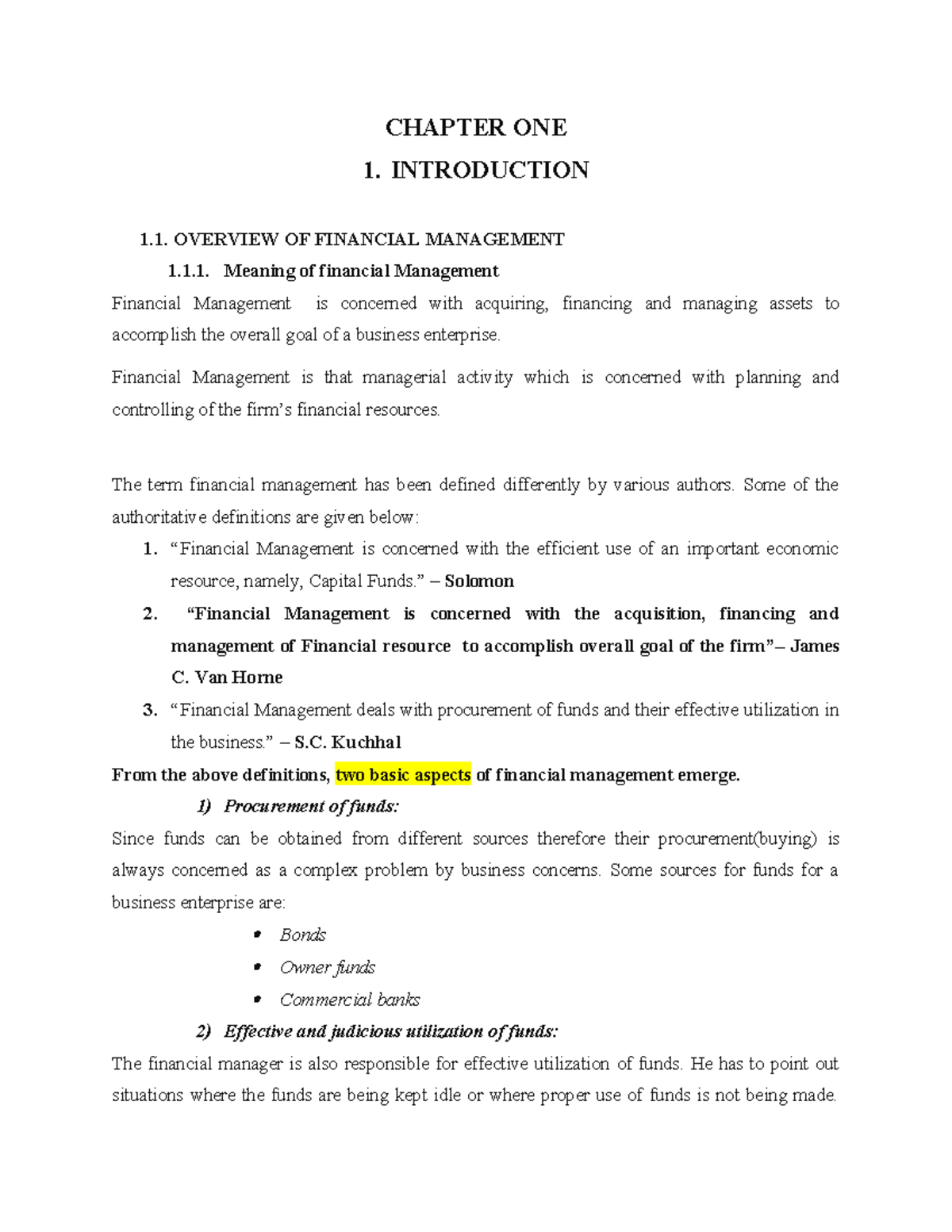 Chapter ONE Interoduction to FM - CHAPTER ONE 1. INTRODUCTION 1 ...