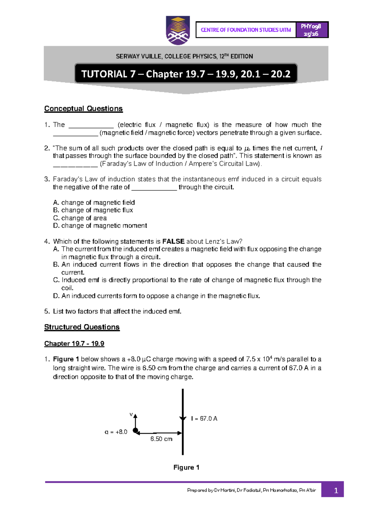 Tutorial 7 - Conceptual & Structured Questions for PHY098 - Studocu