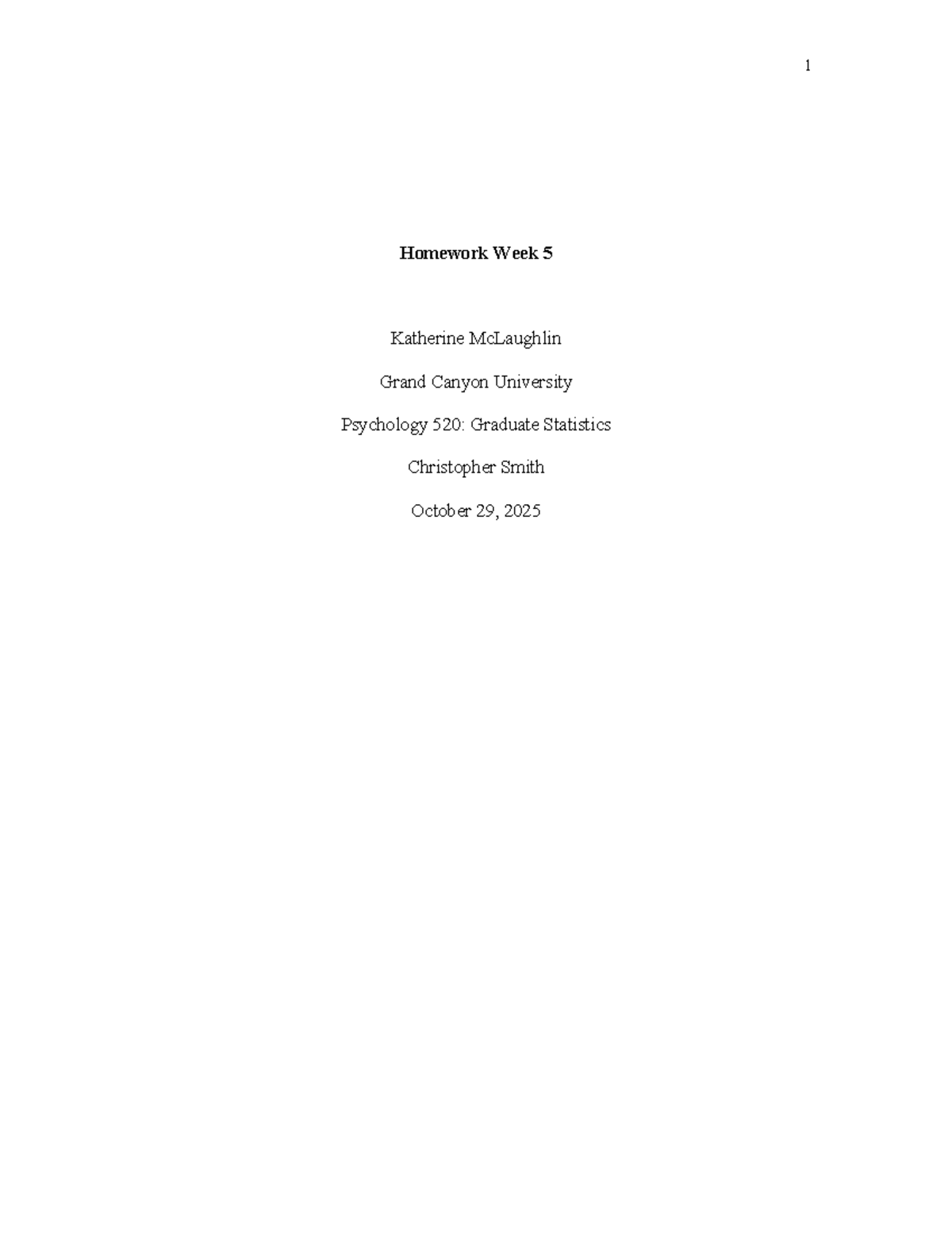 Psychology 520: Week 5 Homework Assignment on Statistics - Studocu