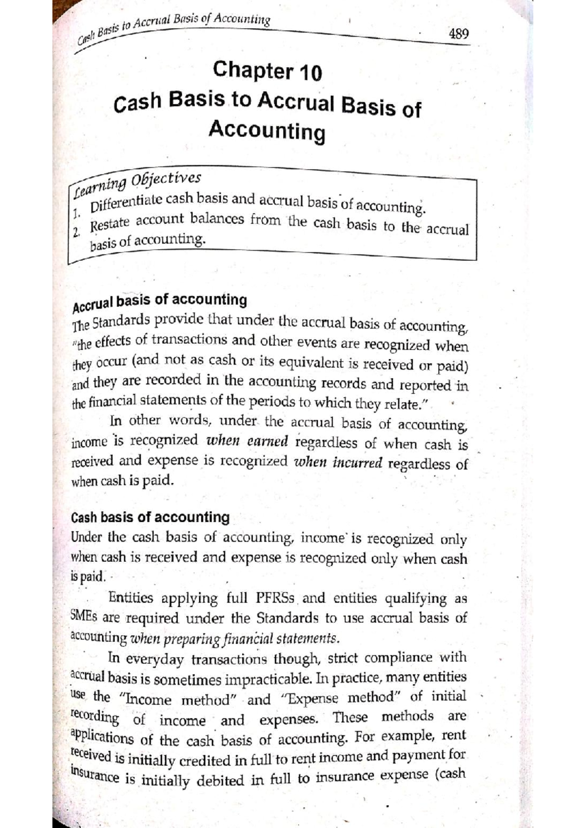 Basis of Accounting 489: Chapter 10 - Cash vs. Accrual Accounting ...