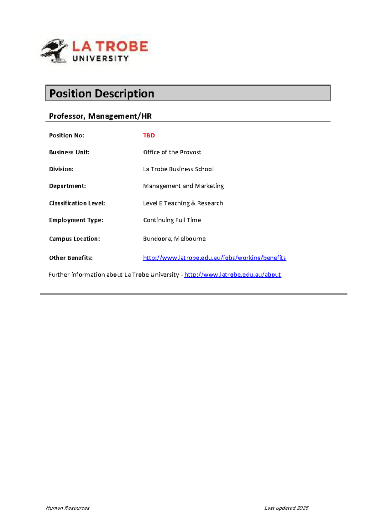 PD Level-E Management-HR T&R BU - Professor, Management/HR Position No ...