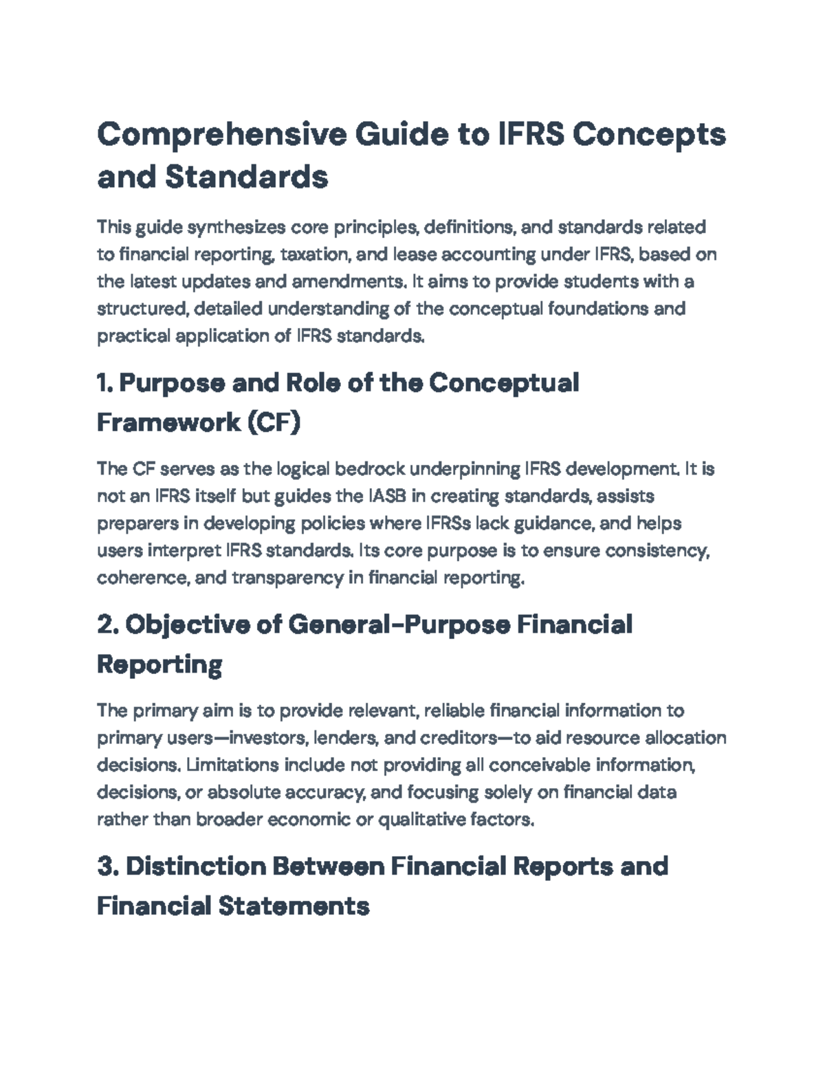 Comprehensive Guide to IFRS Concepts & Standards for Students - Studocu