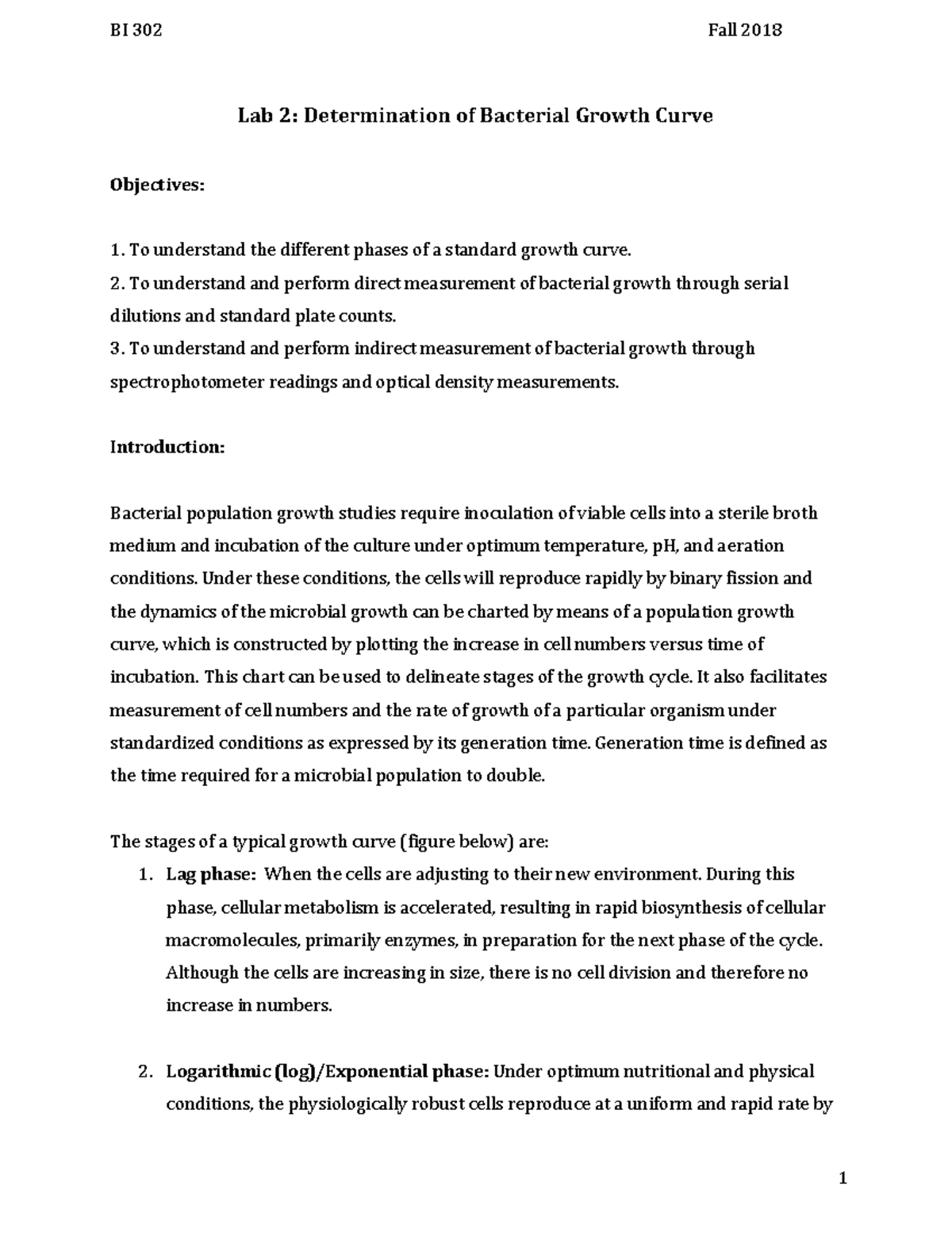 Lab 2: Bacterial Growth Curve Analysis and Calculation of Generation ...