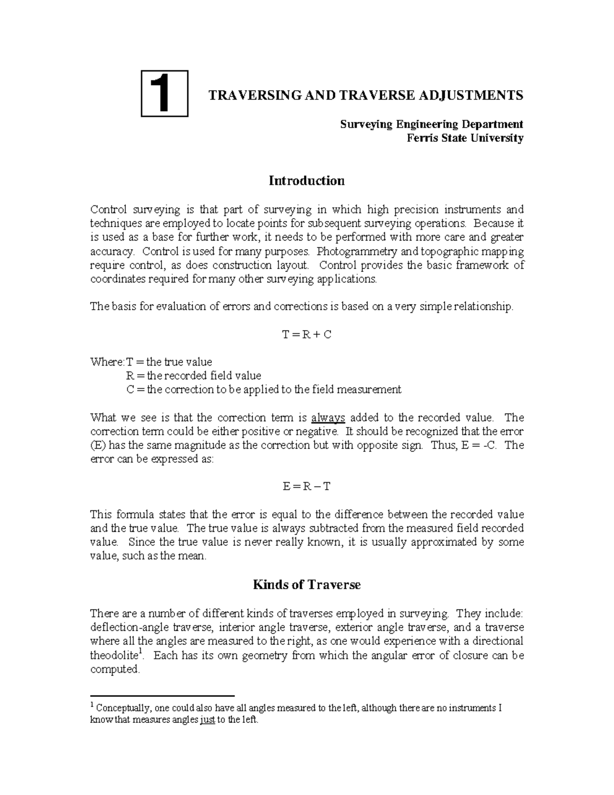 Surveying Engineering 203: Traversing Methods & Adjustments Guide - Studocu