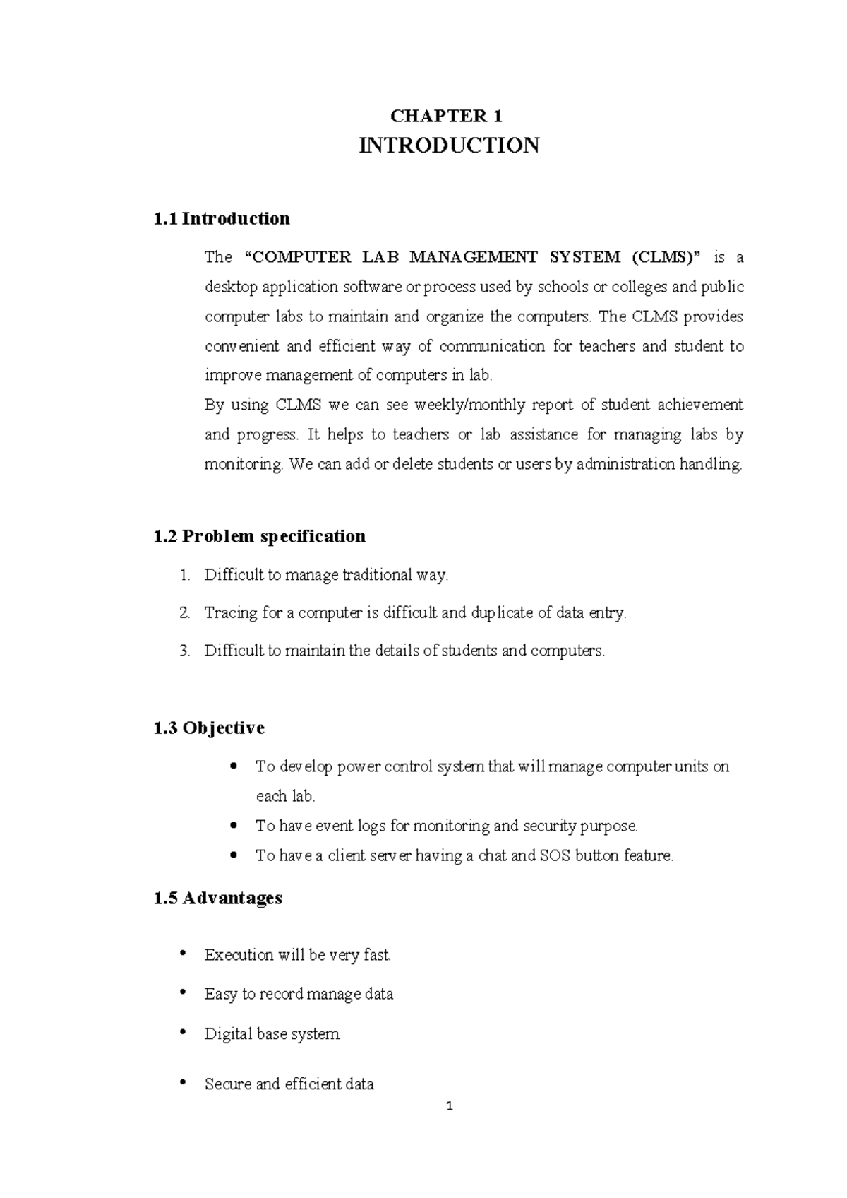 CHAPTER 1: INTRODUCTION TO LAB MANAGEMENT SYSTEM (CLMS) - Studocu