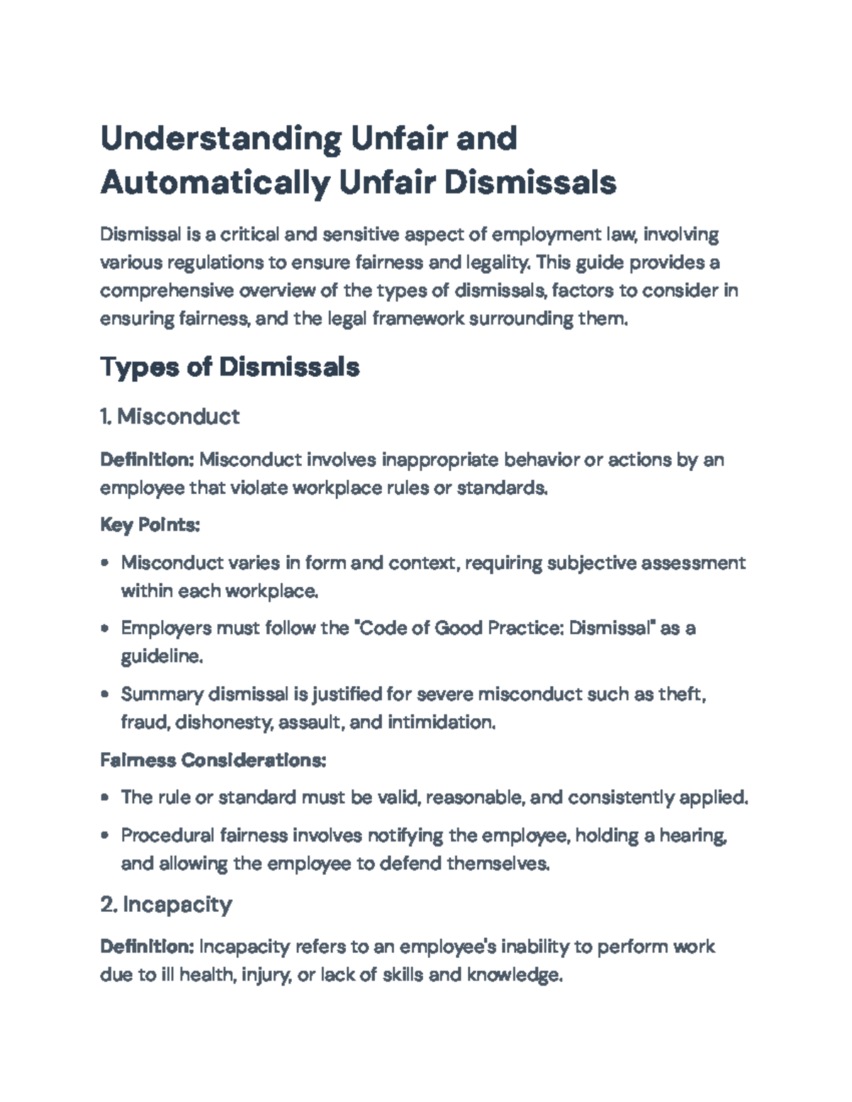 Understanding Unfair and Automatically Unfair Dismissals in Employment ...