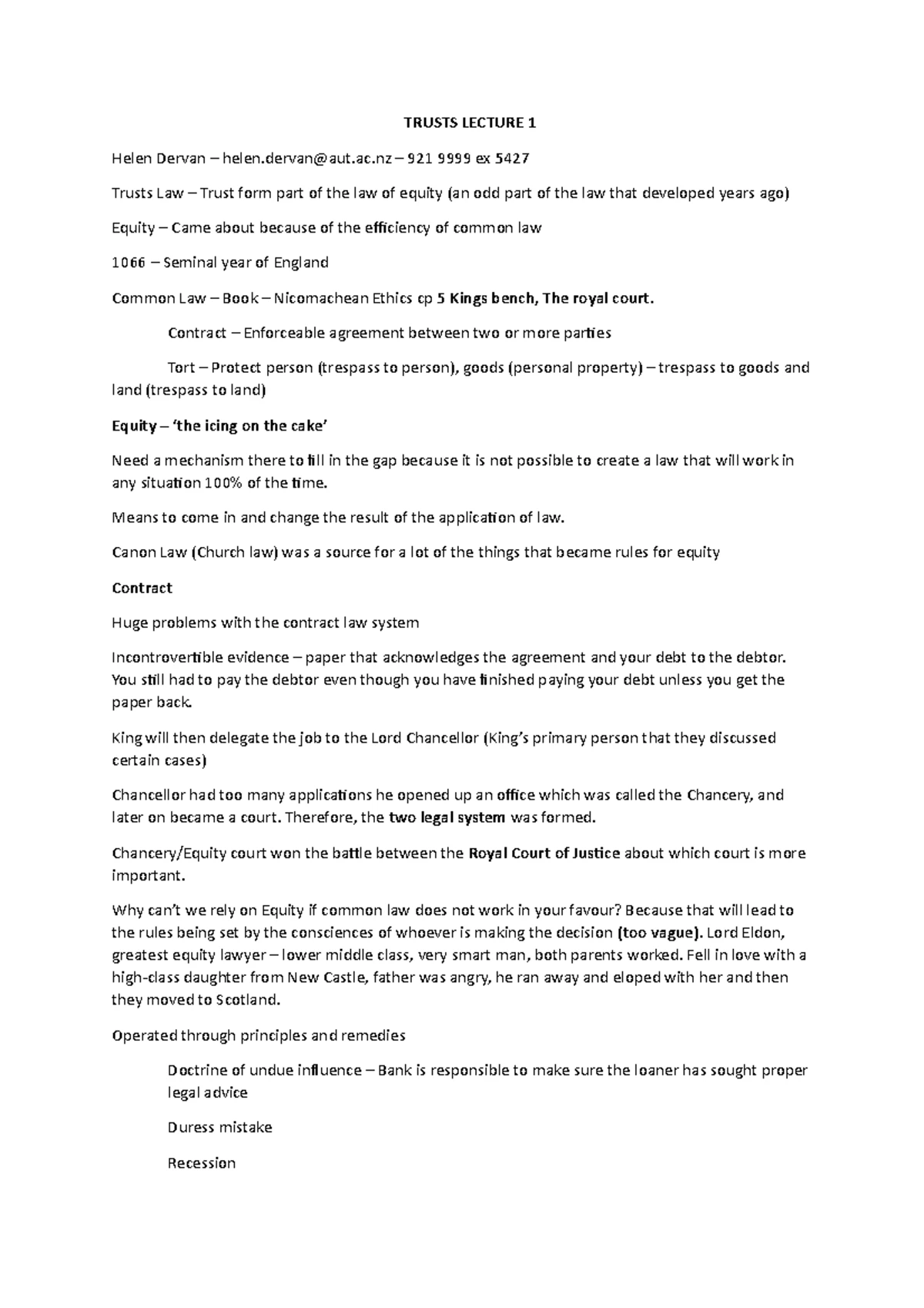 Trusts Exam Notes (LAW 301): Key Concepts and Case Law Analysis - Studocu