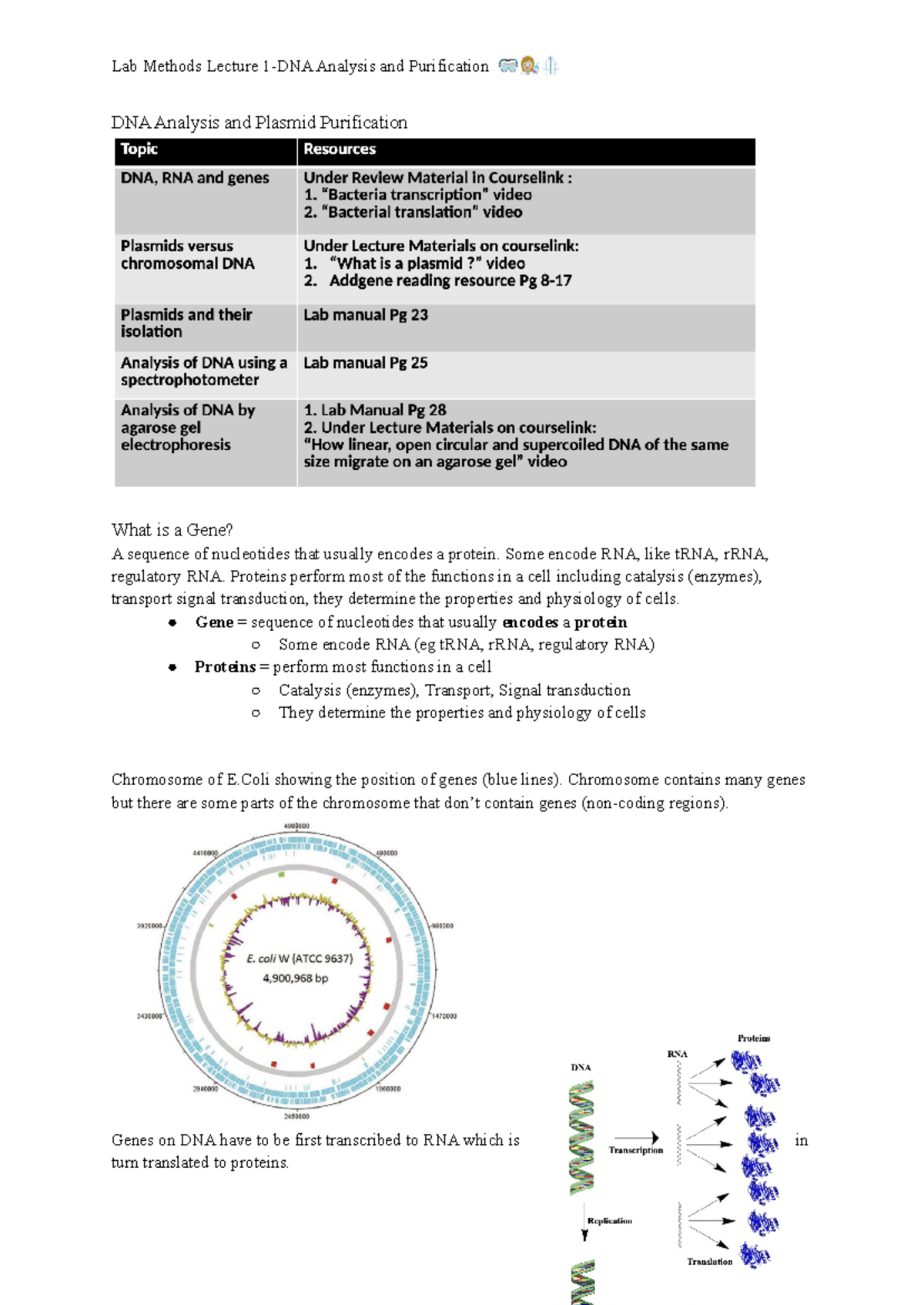 Lab Methods Week 1 - yess - Lab Methods Lecture 1-DNA Analysis and ...