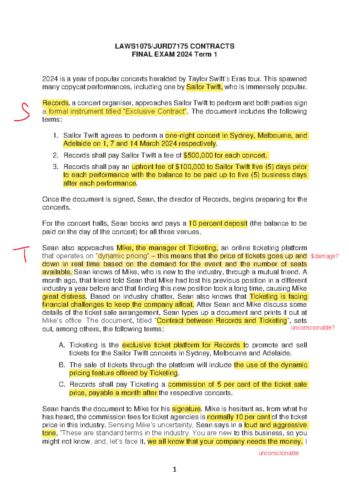 Final Contracts Exam 2024 T1: Key Case Analysis and Insights - Studocu