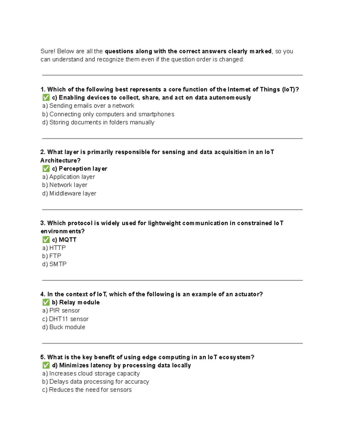 IoT - Final Exam Study Guide: Key Concepts and Protocols - Studocu