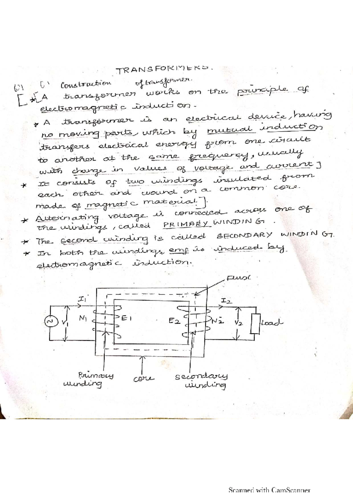 UNIT-II: Transformer - Detailed Notes on Construction and Operation ...