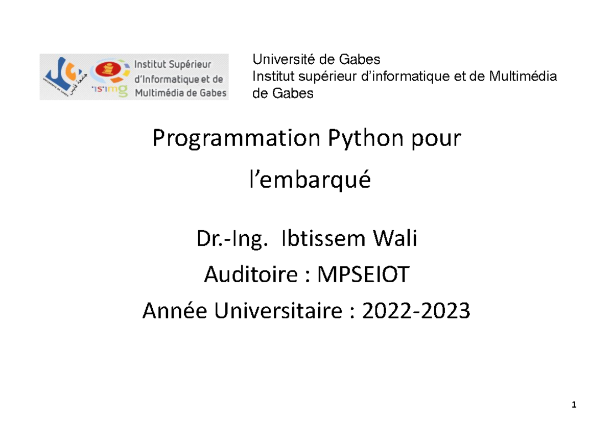 Python Embarqué: Chapitres 1, 2 & 3 - Introduction à MicroPython - Studocu