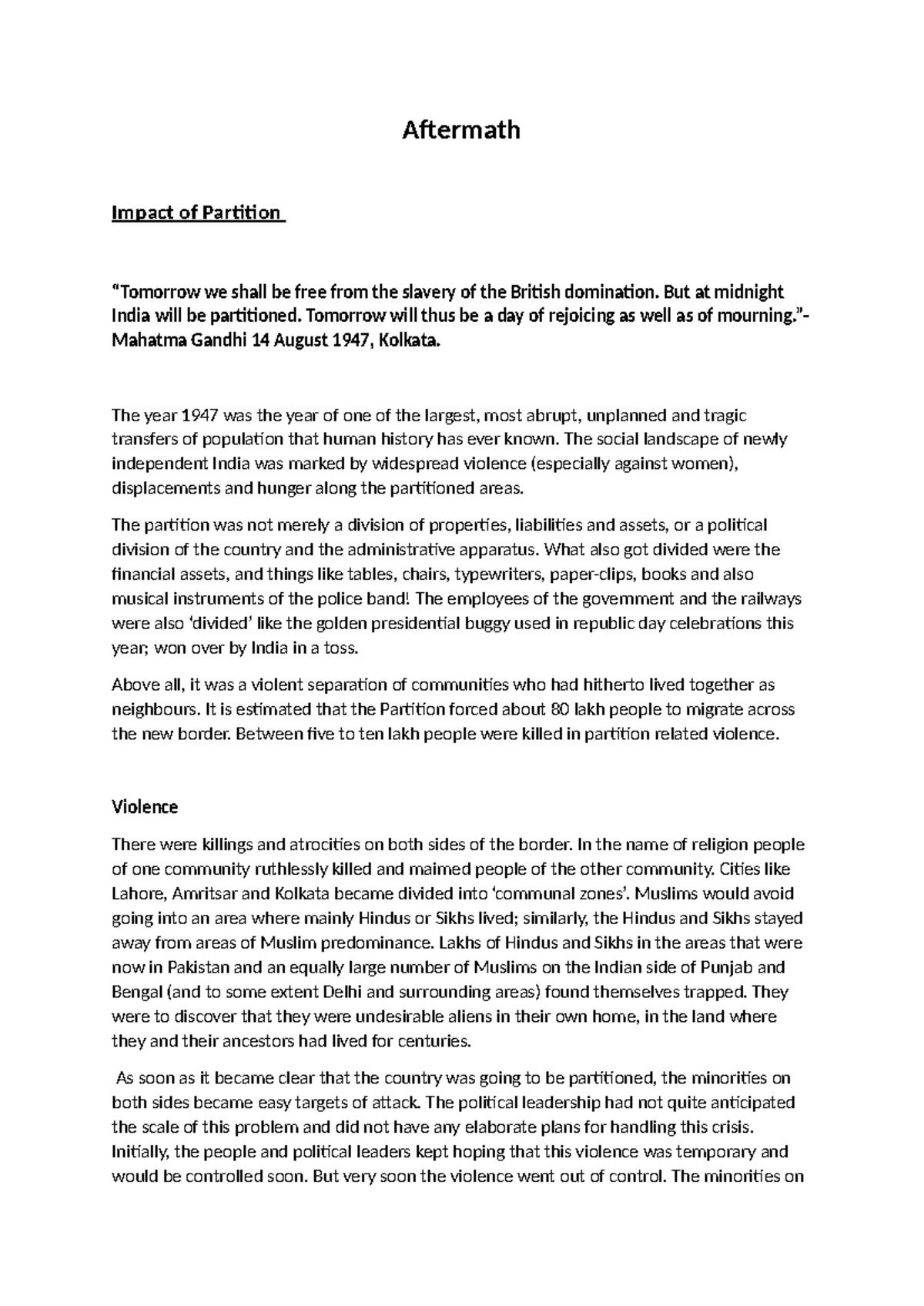 Aftermath of Partition: Tragedy, Displacement, and Cultural Reflections ...