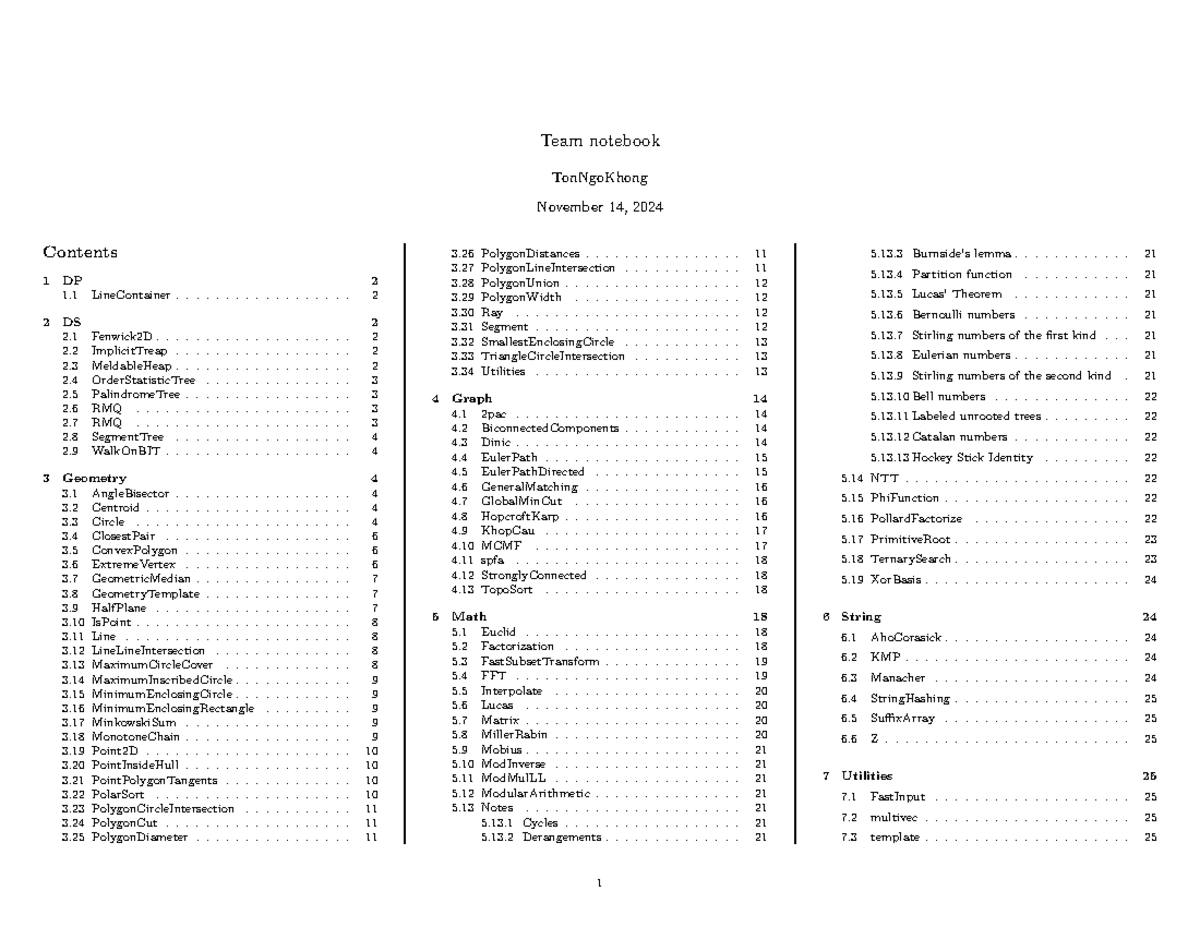 Team Notebook: Data Structures and Geometry Concepts - Studocu