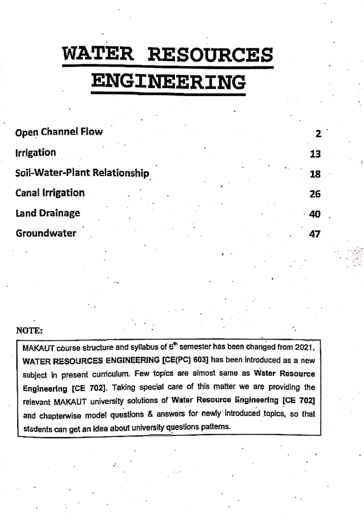 Water Resources Engineering: Open Channel Flow & Irrigation Concepts ...