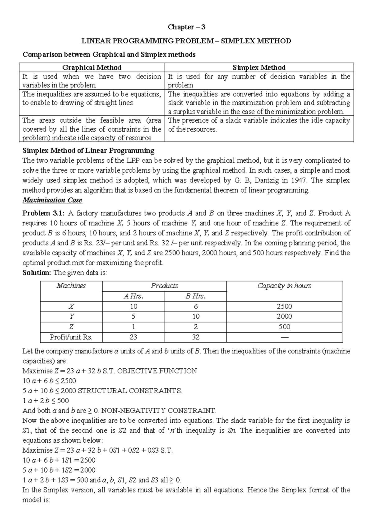 Ch 3 simplex - Use to solve the complex method - Chapter – 3 LINEAR ...
