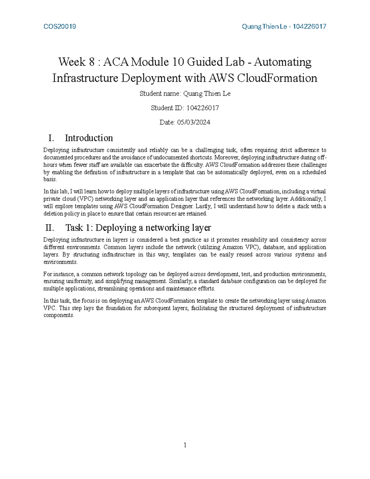 Week 8 - AWS CloudFormation Lab: Automating Infrastructure Deployments ...