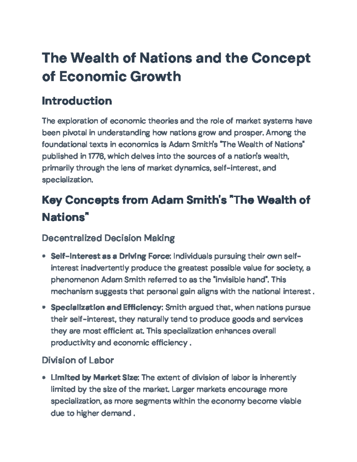 The Wealth of Nations: Economic Growth, Market Systems & Theory - The ...