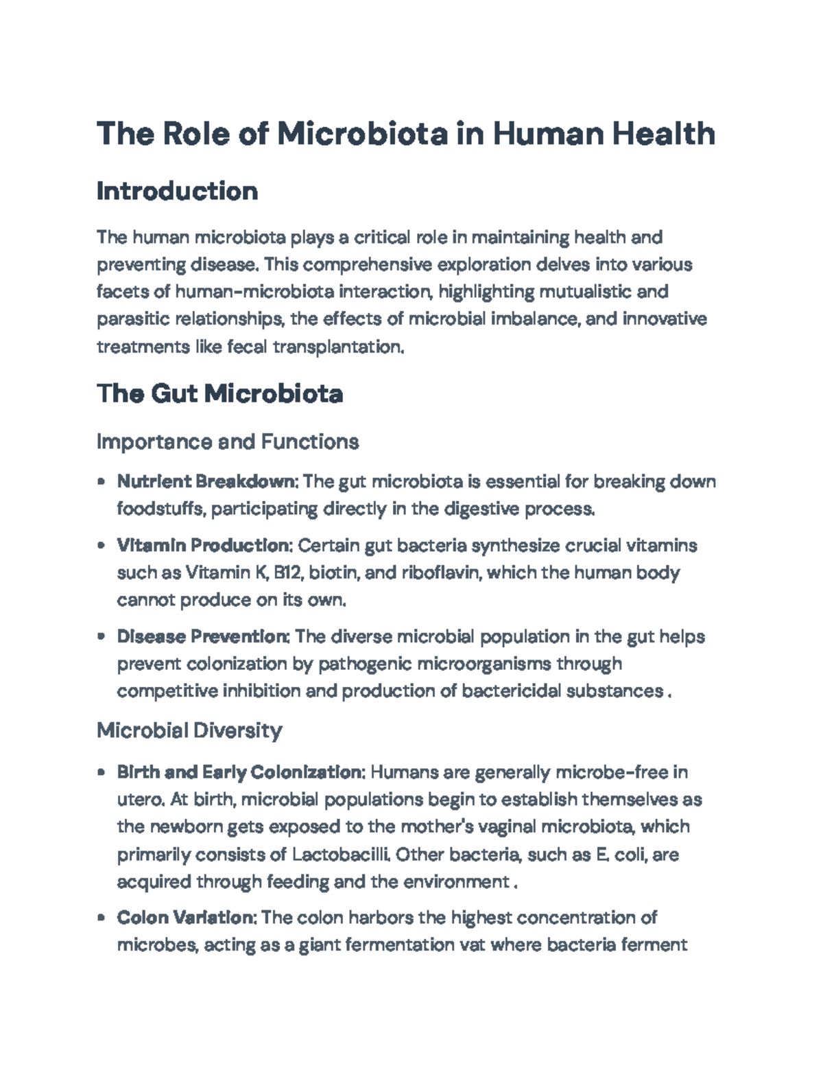The Role of Microbiota in Human Health: Function and Treatment Insights ...