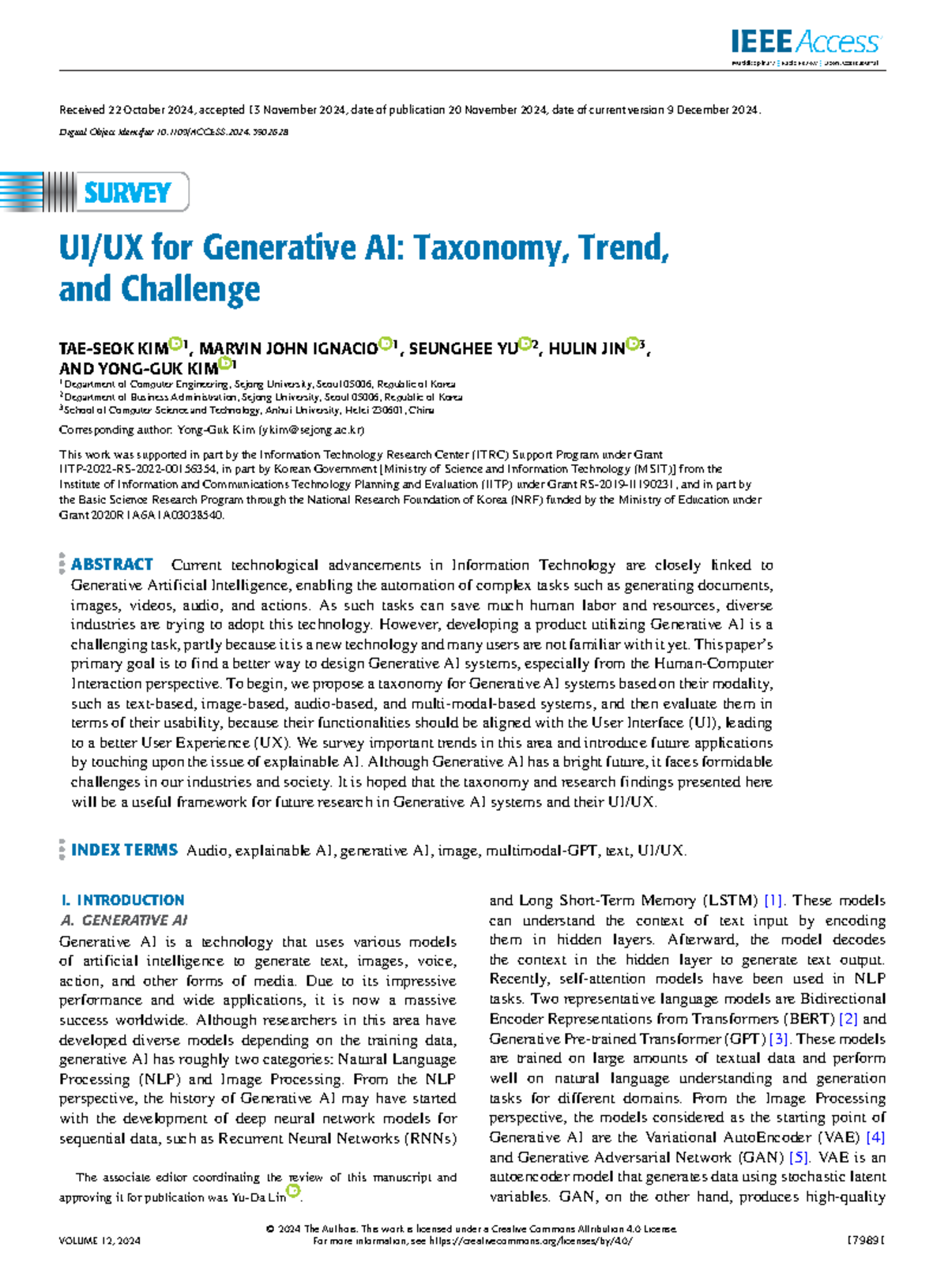 UI/UX for Generative AI: Taxonomy, Trends, and Challenges (KIM 2024 ...
