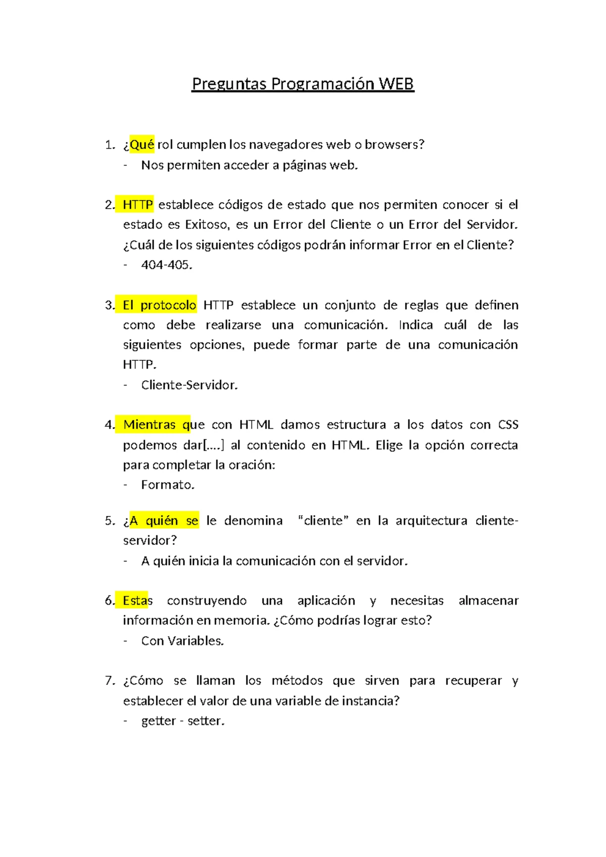 Final Exam - Programming WEB Concepts and HTTP Protocol - Studocu