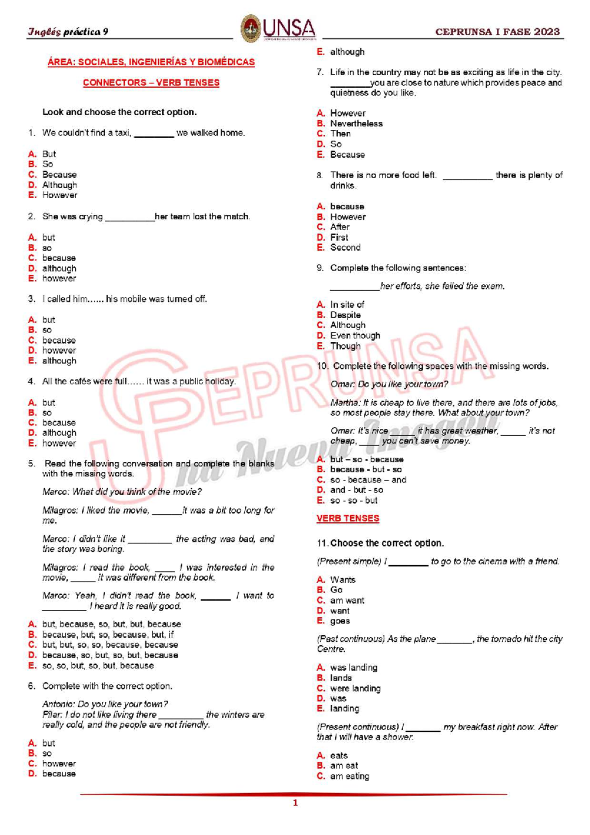 Práctica N° 09 - Inglés Ceprunsa I FASE 2023 Notes - Studocu