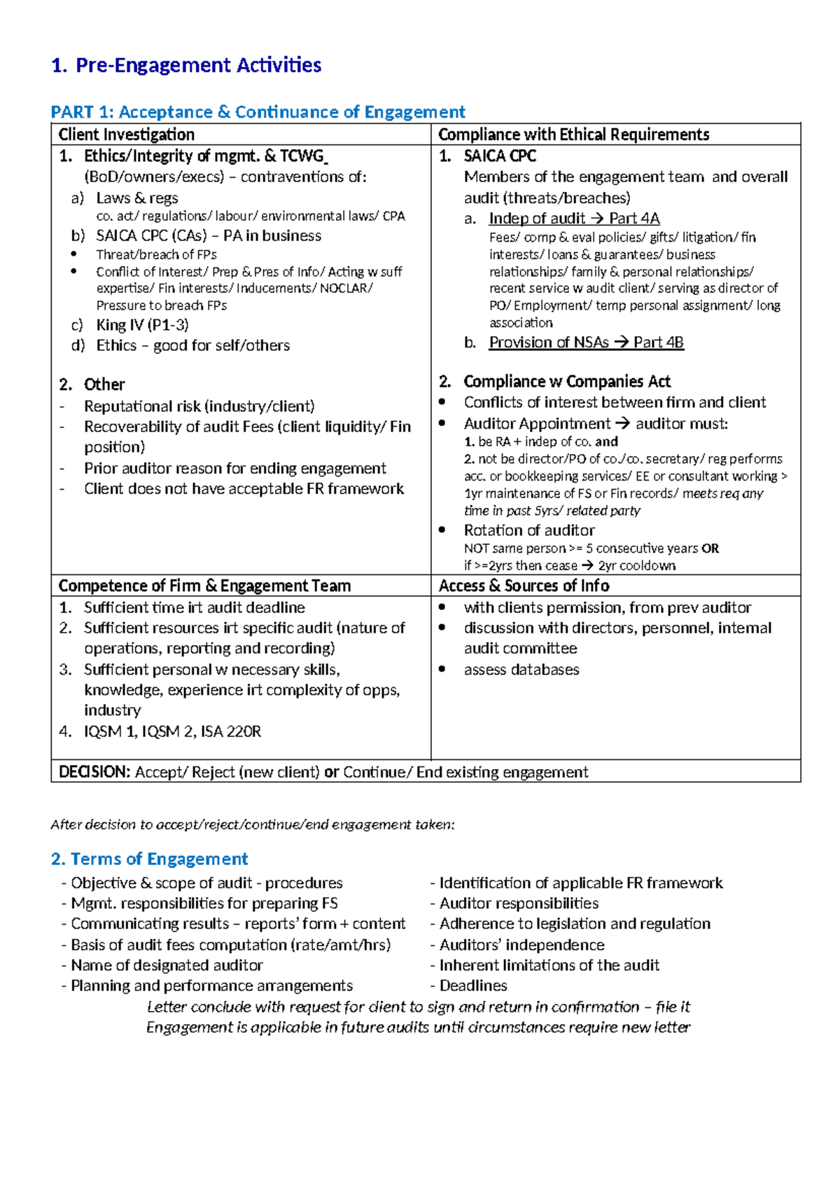 Client Acceptance & Continuance: Engagement Procedures & Ethics ...