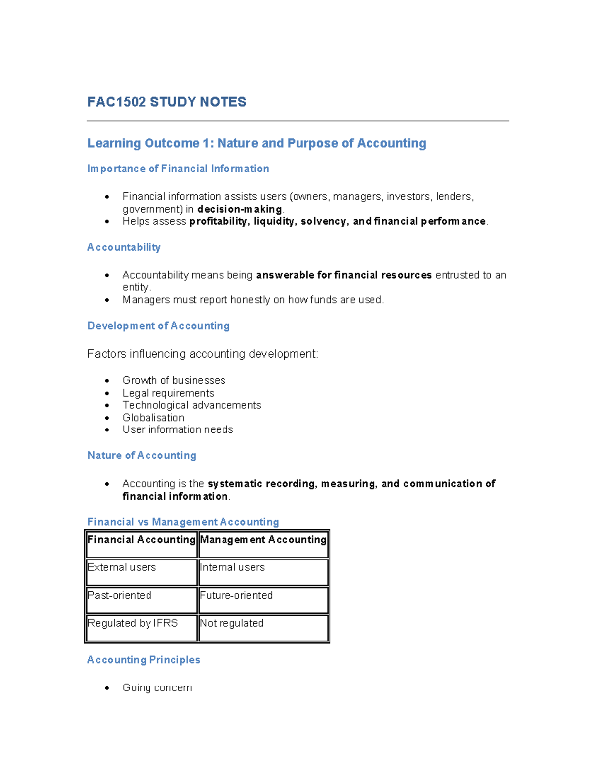 FAC1502 STUDY NOTES: Key Concepts in Accounting and Financial Reporting ...