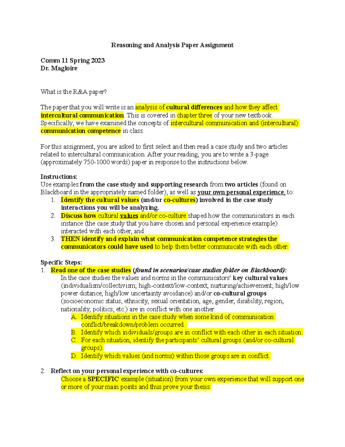 Cultural Analysis Paper in Comm 11 (RA) - Spring 2023 - Studocu
