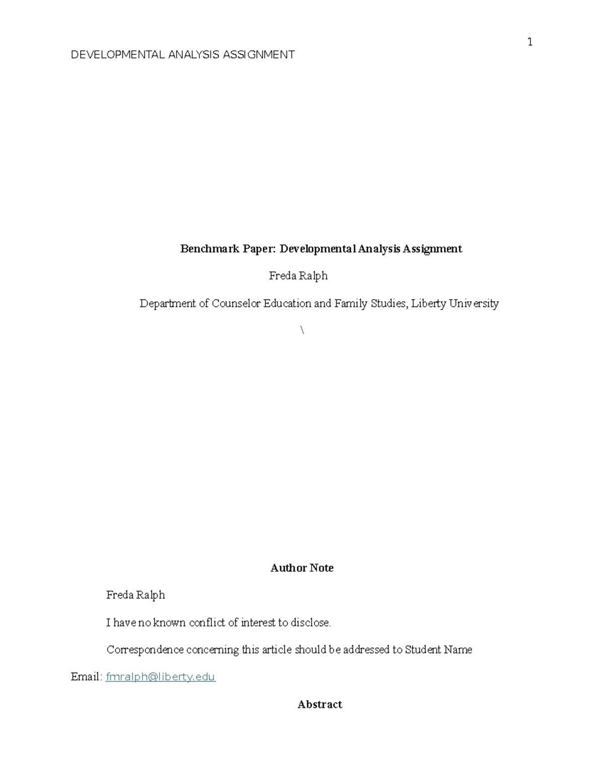 Developmental Analysis Assignment (CEFS 531) - A Personal Journey - Studocu