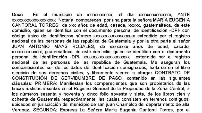 Contrato de Constitución de Servidumbre de Paso - Notaría - Studocu