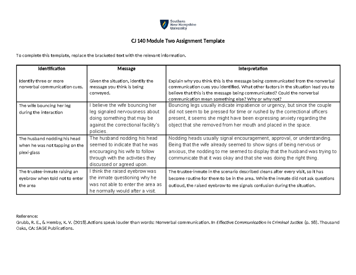 Module 2 Template - CJ 140 Module Two Assignment Template To complete ...