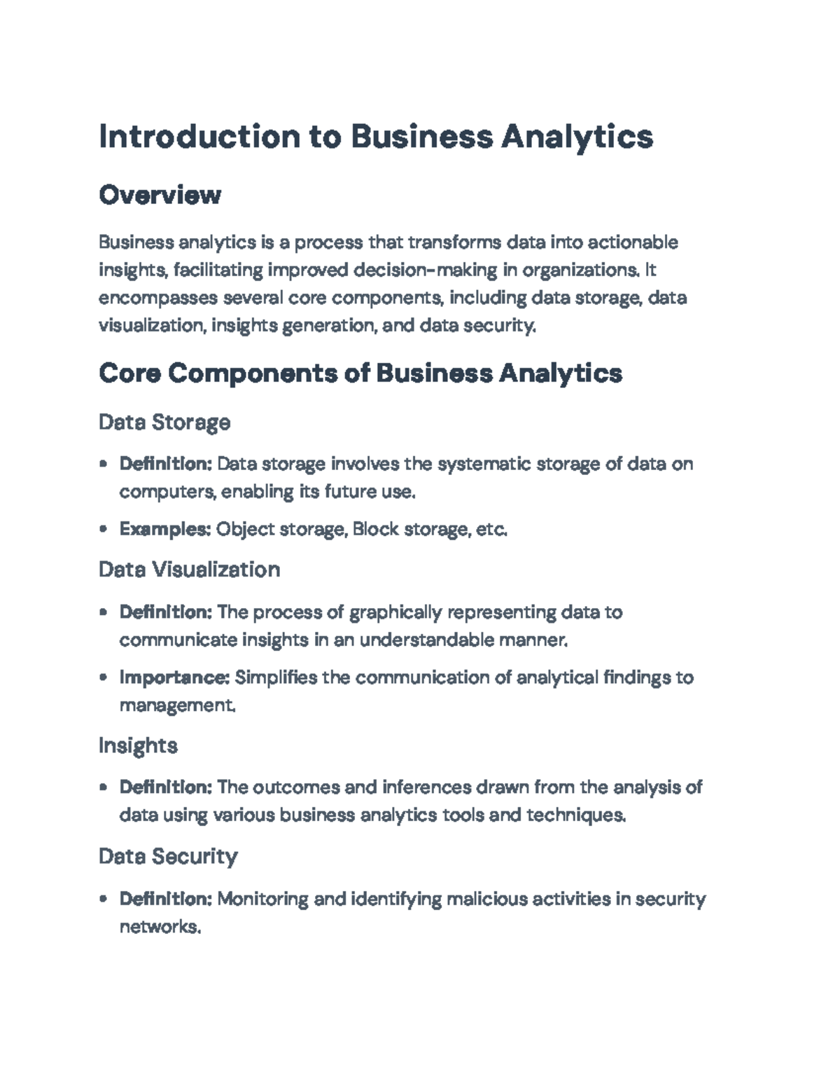 Business Analytics Overview: Core Components and Challenges ...