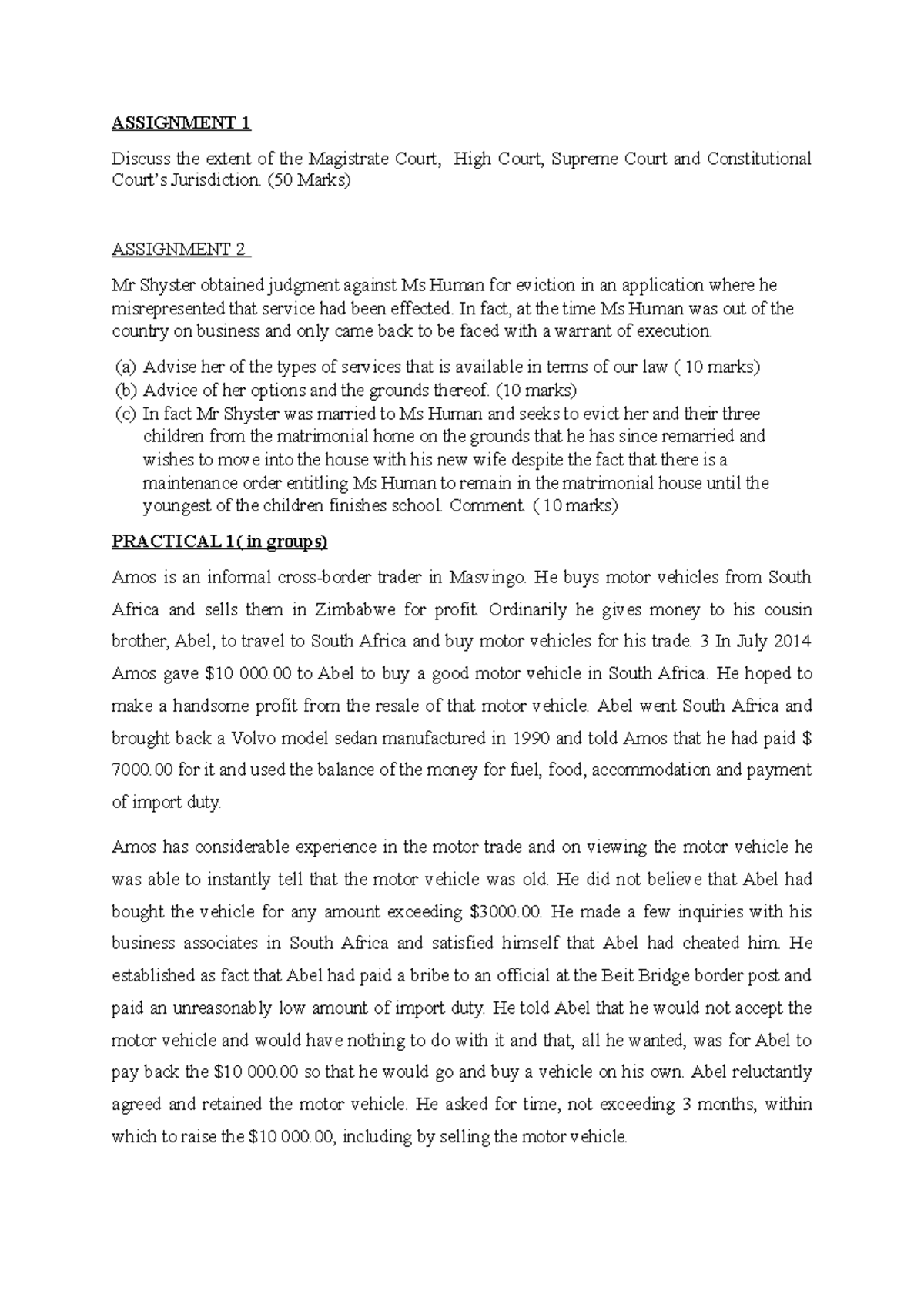 Legal Studies 2023 - Assignment on Court Jurisdiction & Practical Cases ...