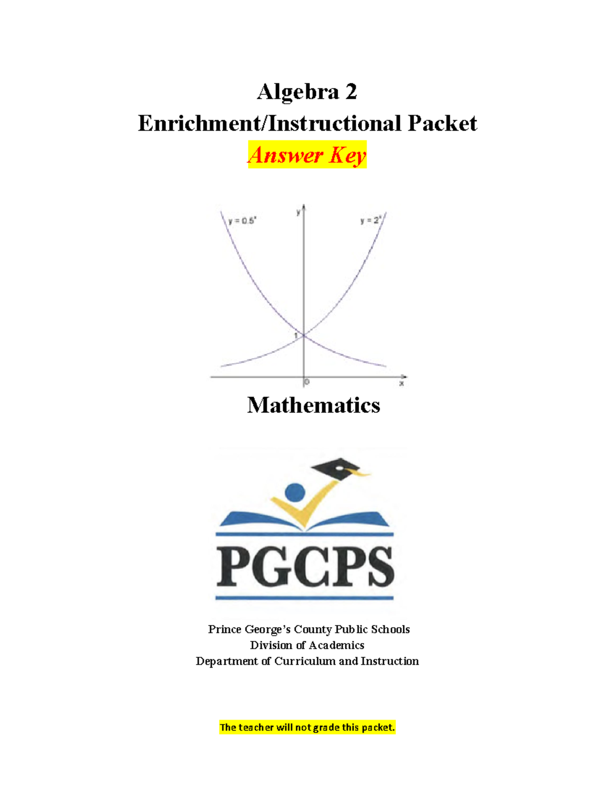 Algebra 2 Enrichment Packet Answer Key - MCPS Edition - Studocu, image size:1200x1553
