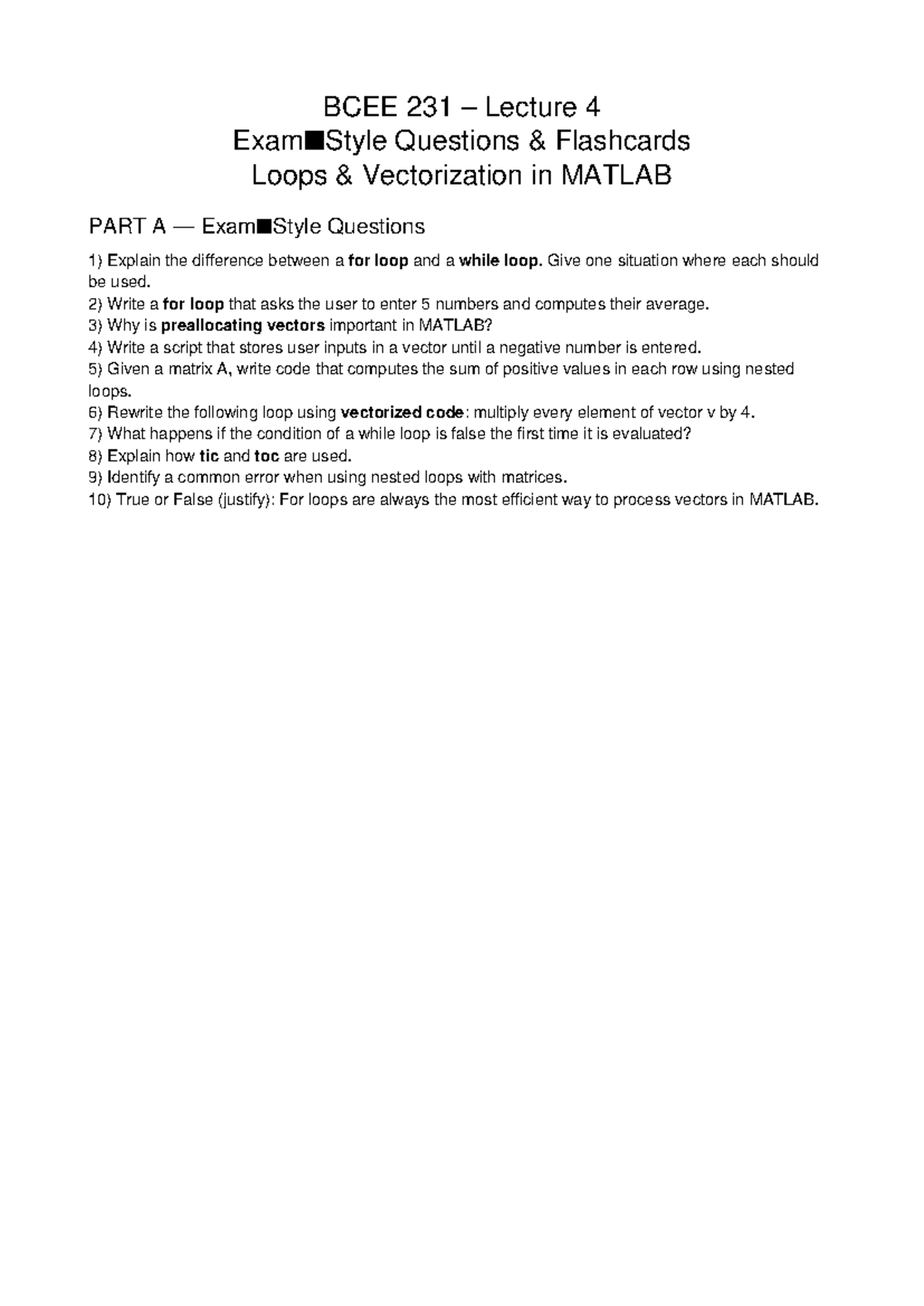 BCEE231 Lecture 4 Exam Questions Flashcards - BCEE 231 – Lecture 4 ...
