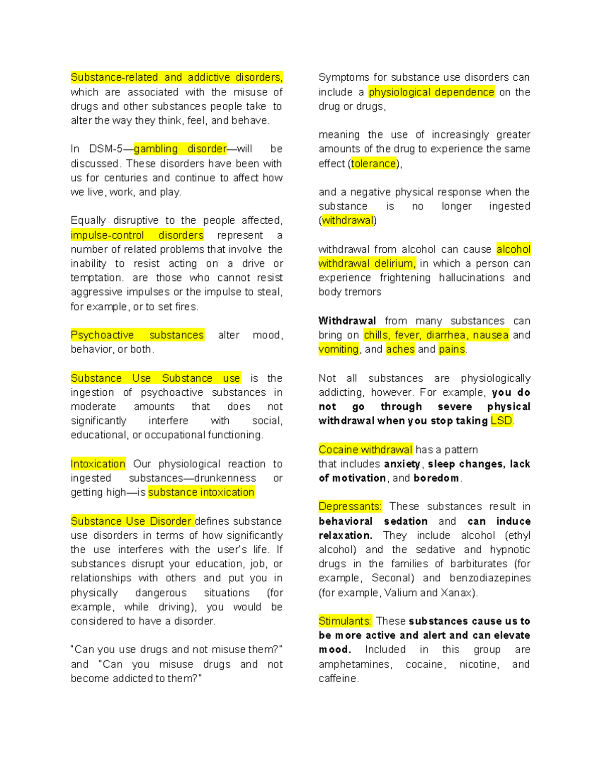 Ab Psy Reviewer: Chapter 10 - Substance Use & Addictive Disorders - Studocu
