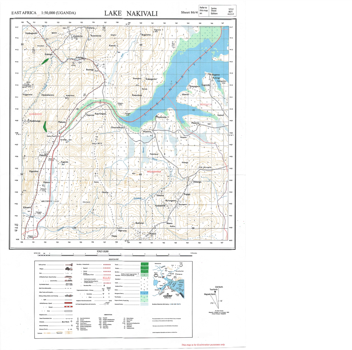 Lake Nakivali Map Extract for Series Y732 - Examination Purposes Only ...