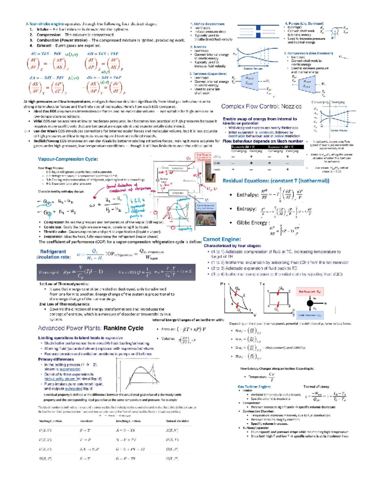 Quiz 2 Notes on Engine Operation and Thermodynamics Principles - Studocu