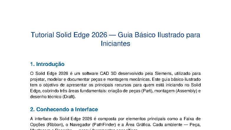 Tutorial Solid Edge 2026: Guia Ilustrado para Iniciantes - Studocu