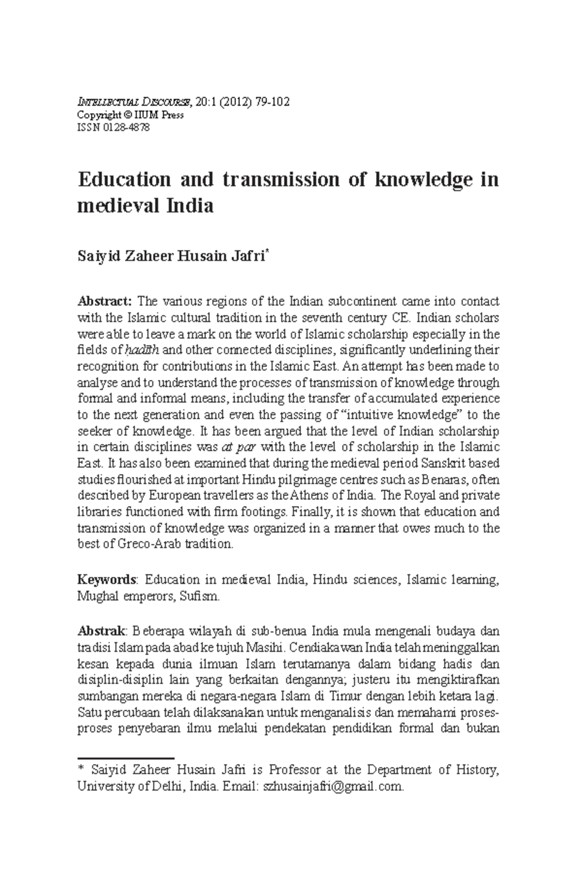 20:1 Education and Knowledge Transmission in Medieval India - Studocu