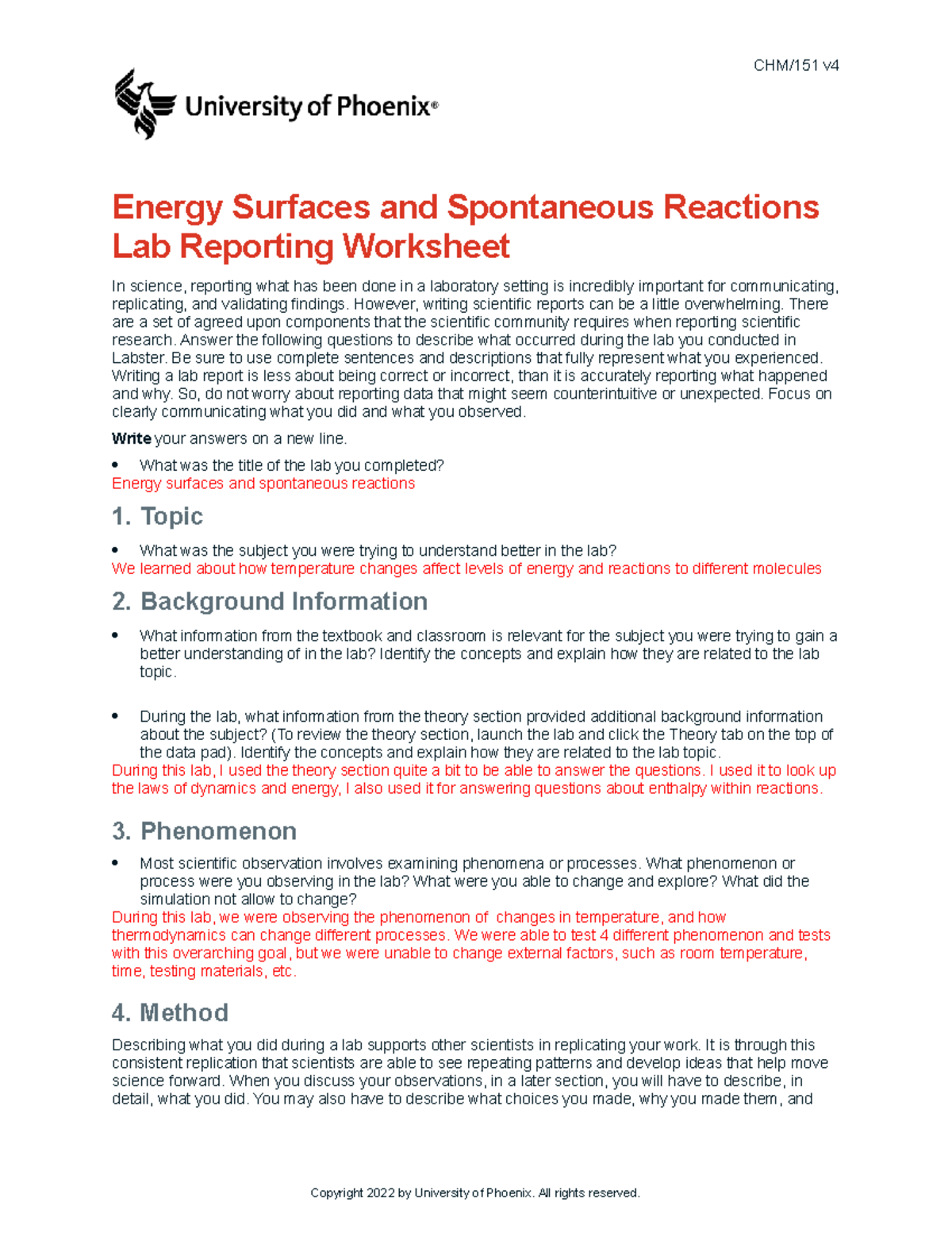 Chm151 v4 wk2 energy surfaces and spontaneous reactions lab report ...