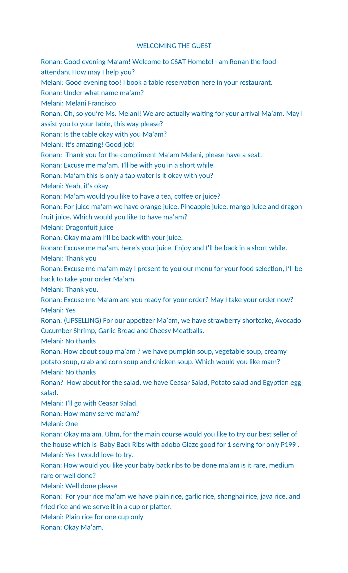 Script for Room Service - Script for Room Service (GRADE 11 SJP) Nina ...