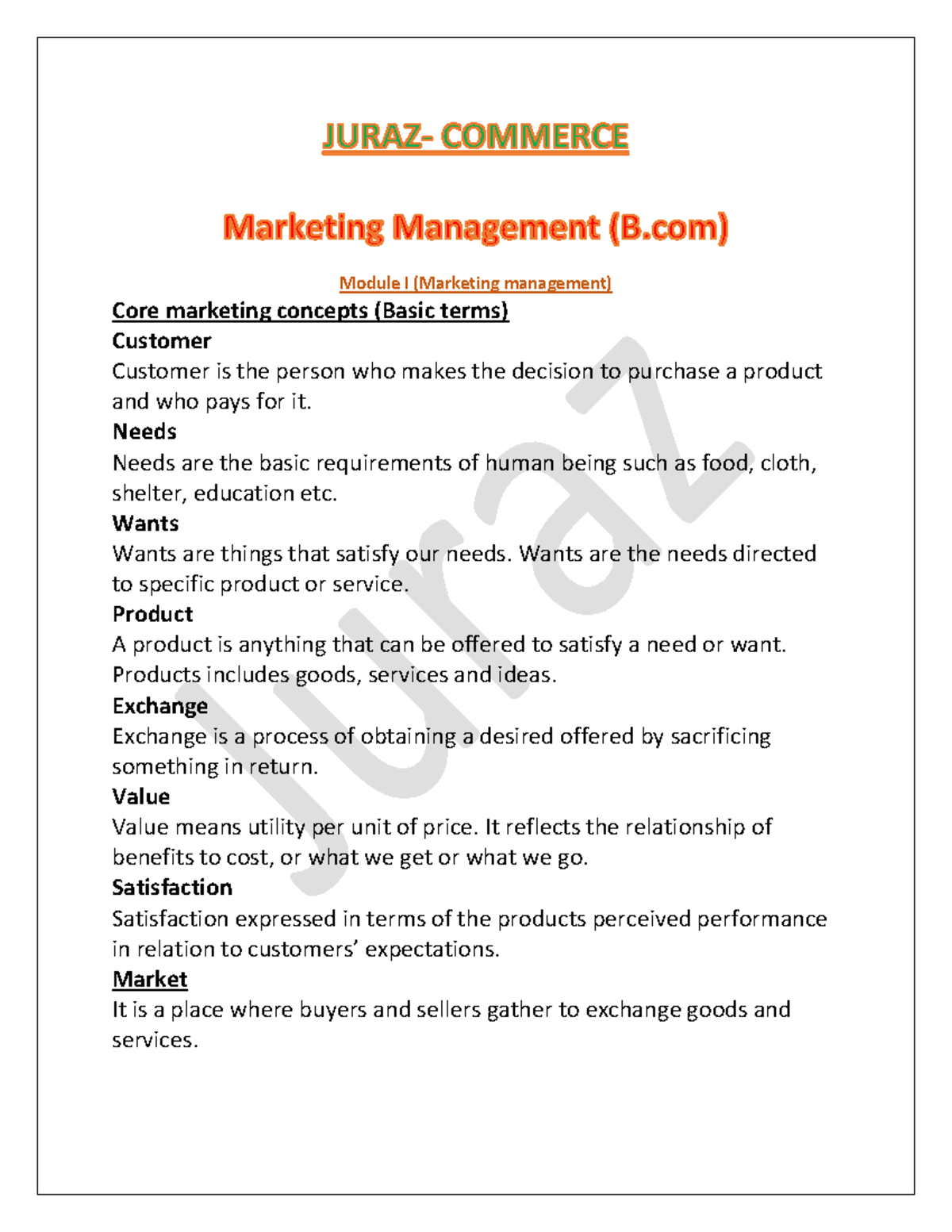 Marketing Management - BCom - Full Module Overview and Key Concepts ...