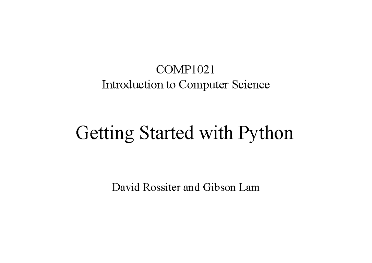 COMP1021 Getting Started with Python: A Comprehensive Introduction ...
