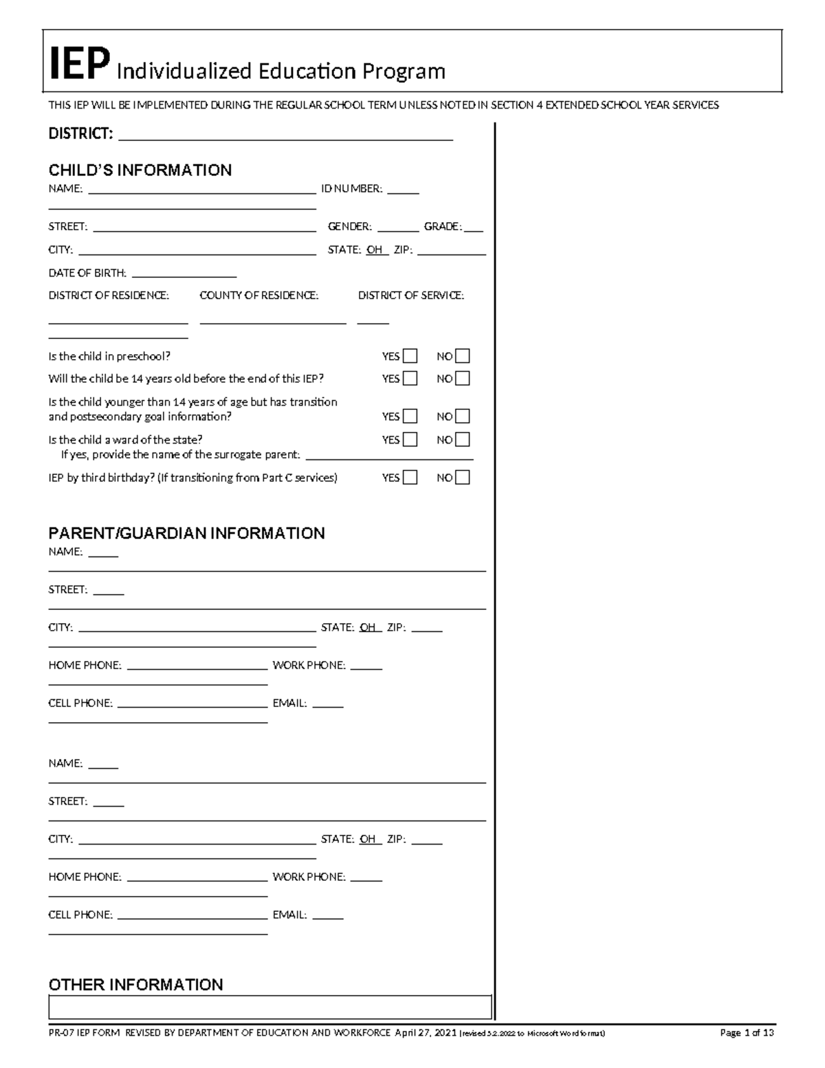 IEP PR 07: Individualized Education Program 2024 Overview and Details ...