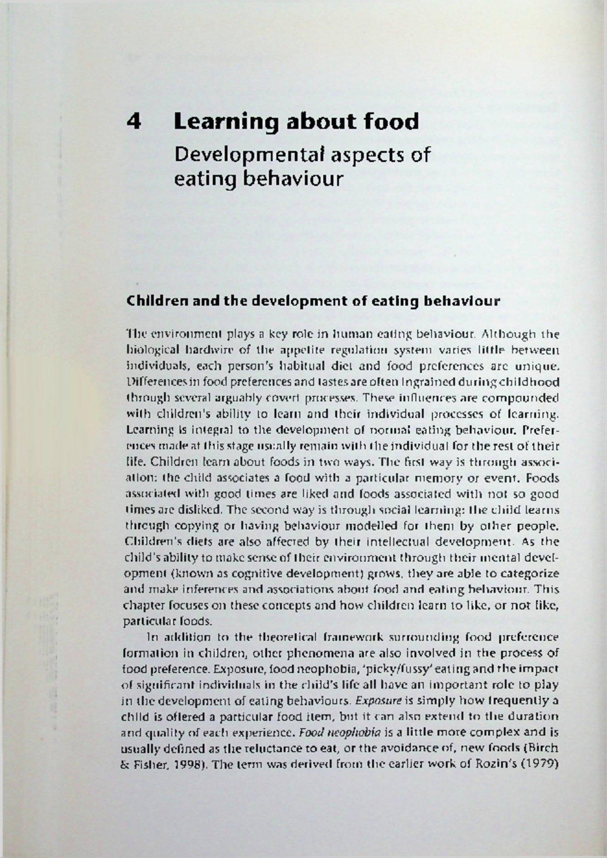 Developmental Aspects of Eating Behavior in Children (PSY101) - 4 ...