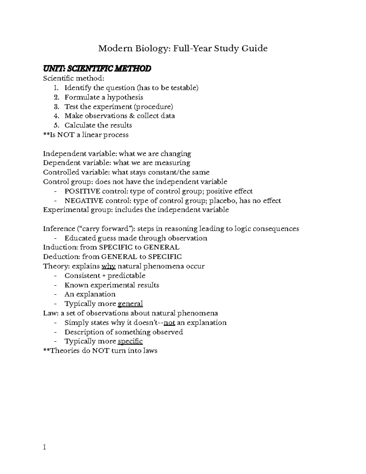 Biology 101: Comprehensive Full-Year Study Guide for Success - Studocu
